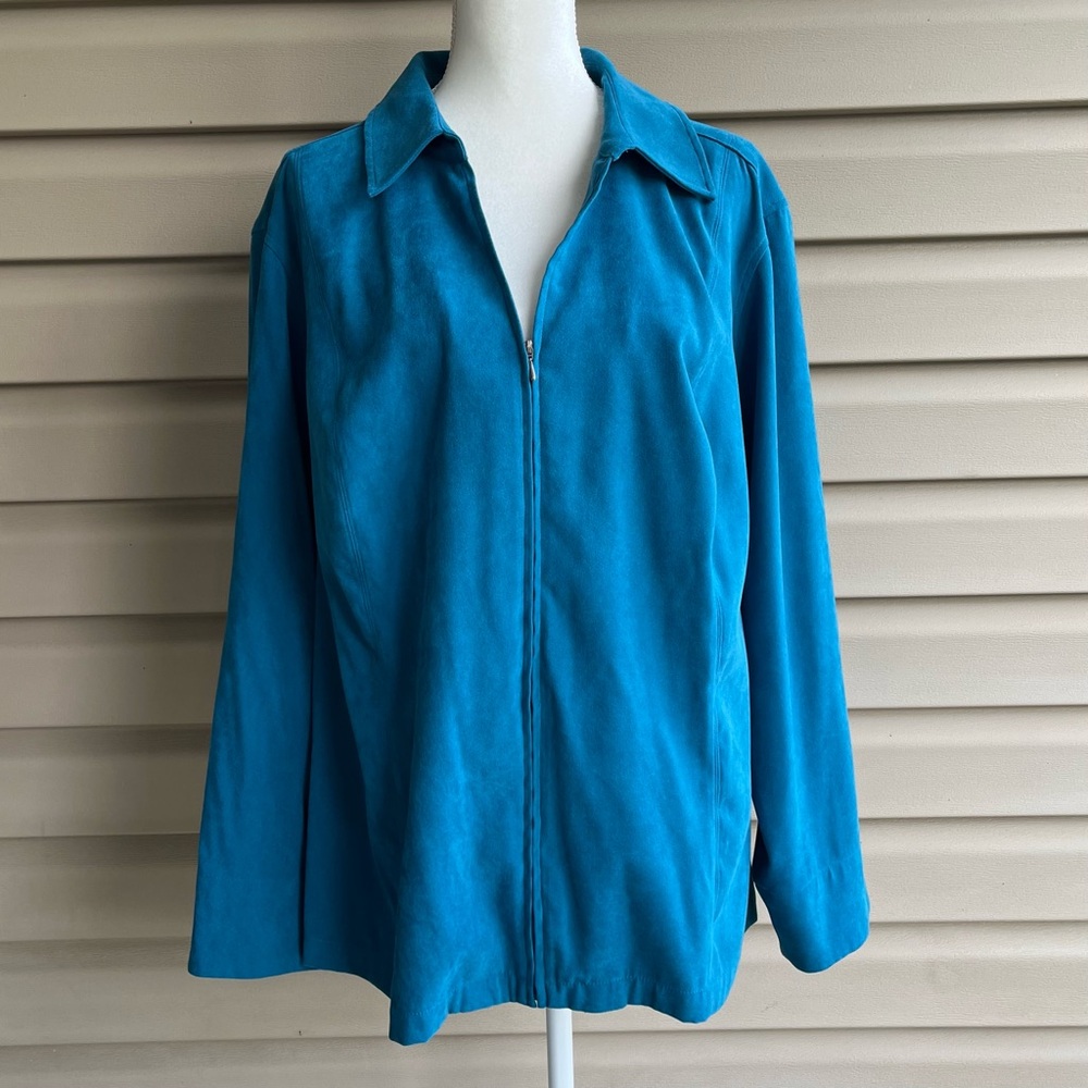 •CJ BANKS• Jade Green Lightweight Sueded Fabric Jacket - Size 3X